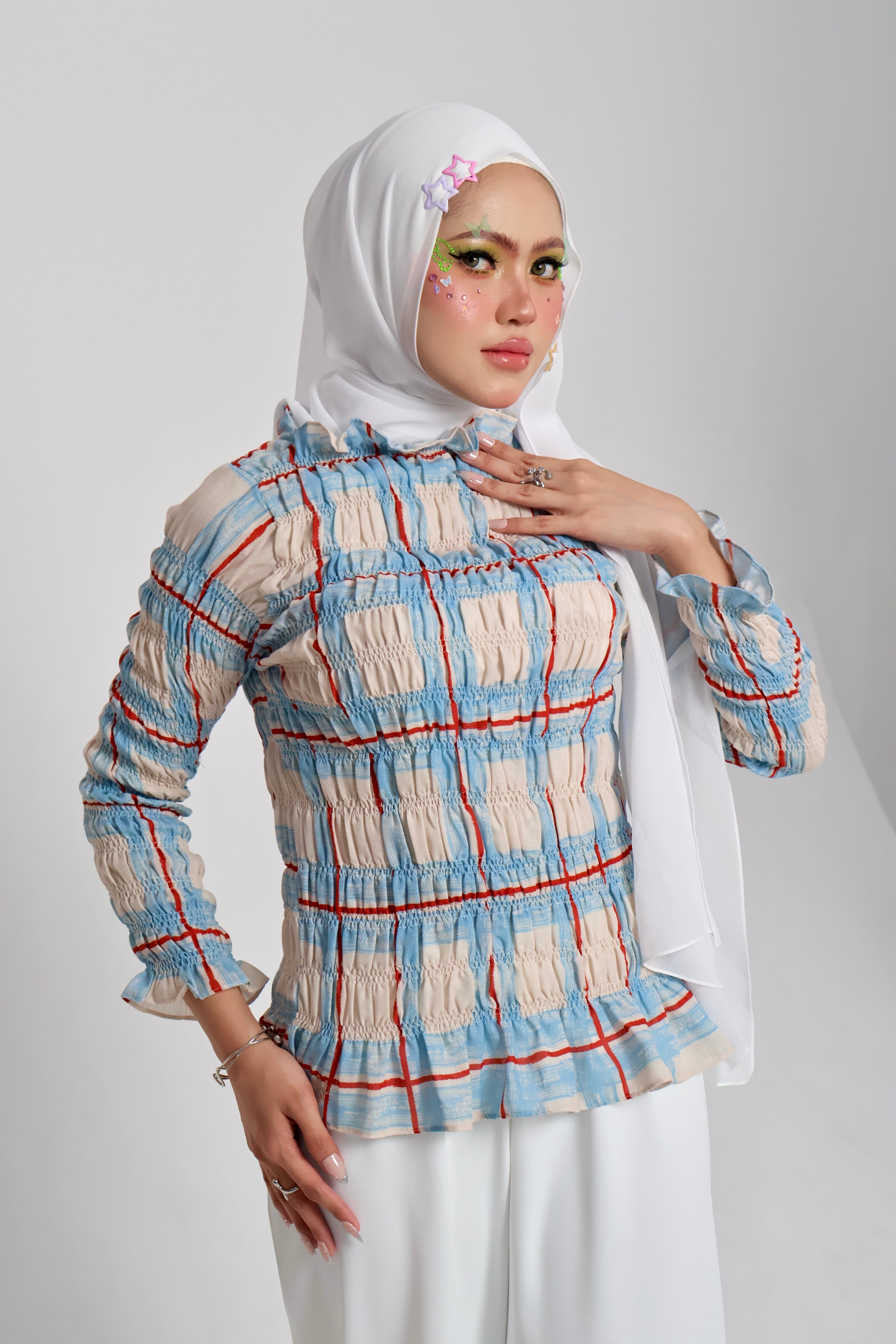Tulip Linen Top in Blue