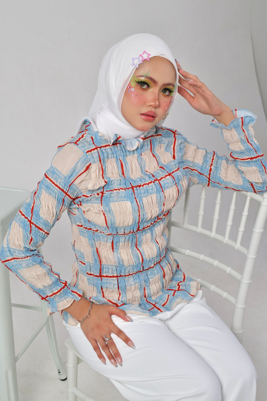 Tulip Linen Top in Blue