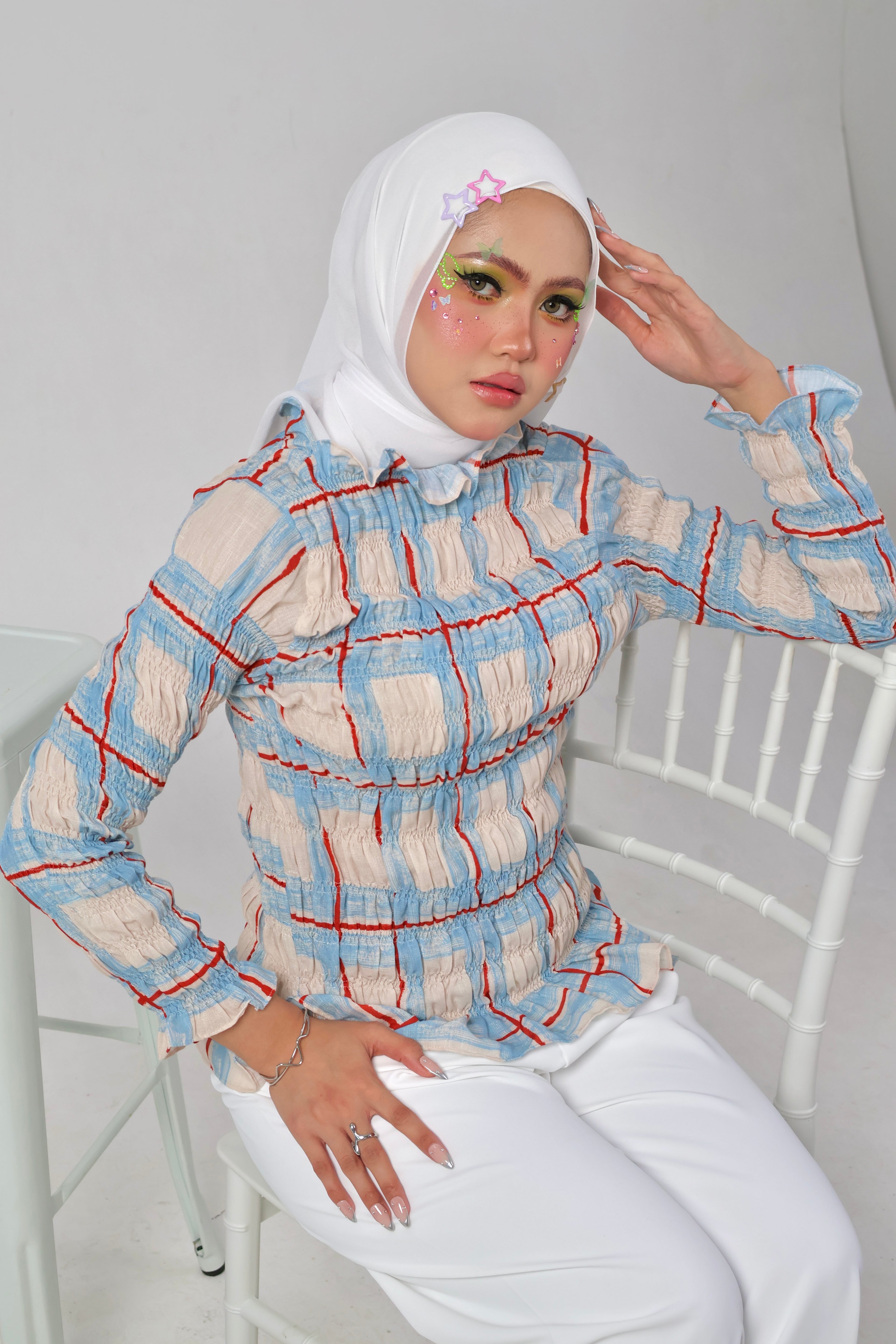 Tulip Linen Top in Blue