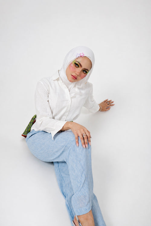 Lily Linen Pants in Blue