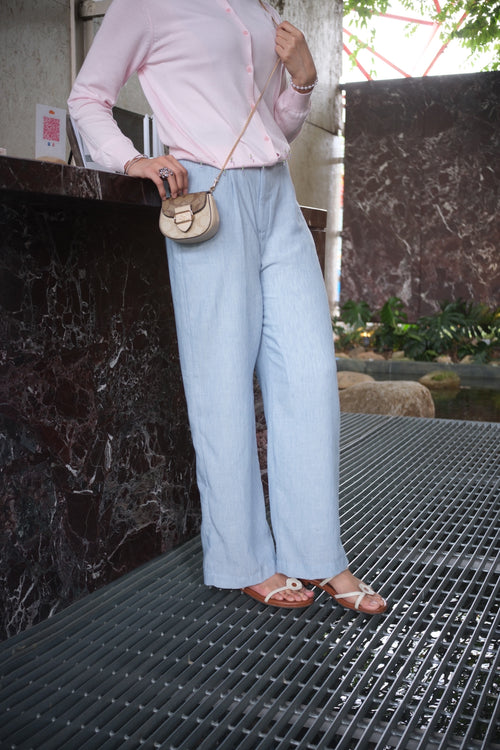 Lily Linen Pants in Blue