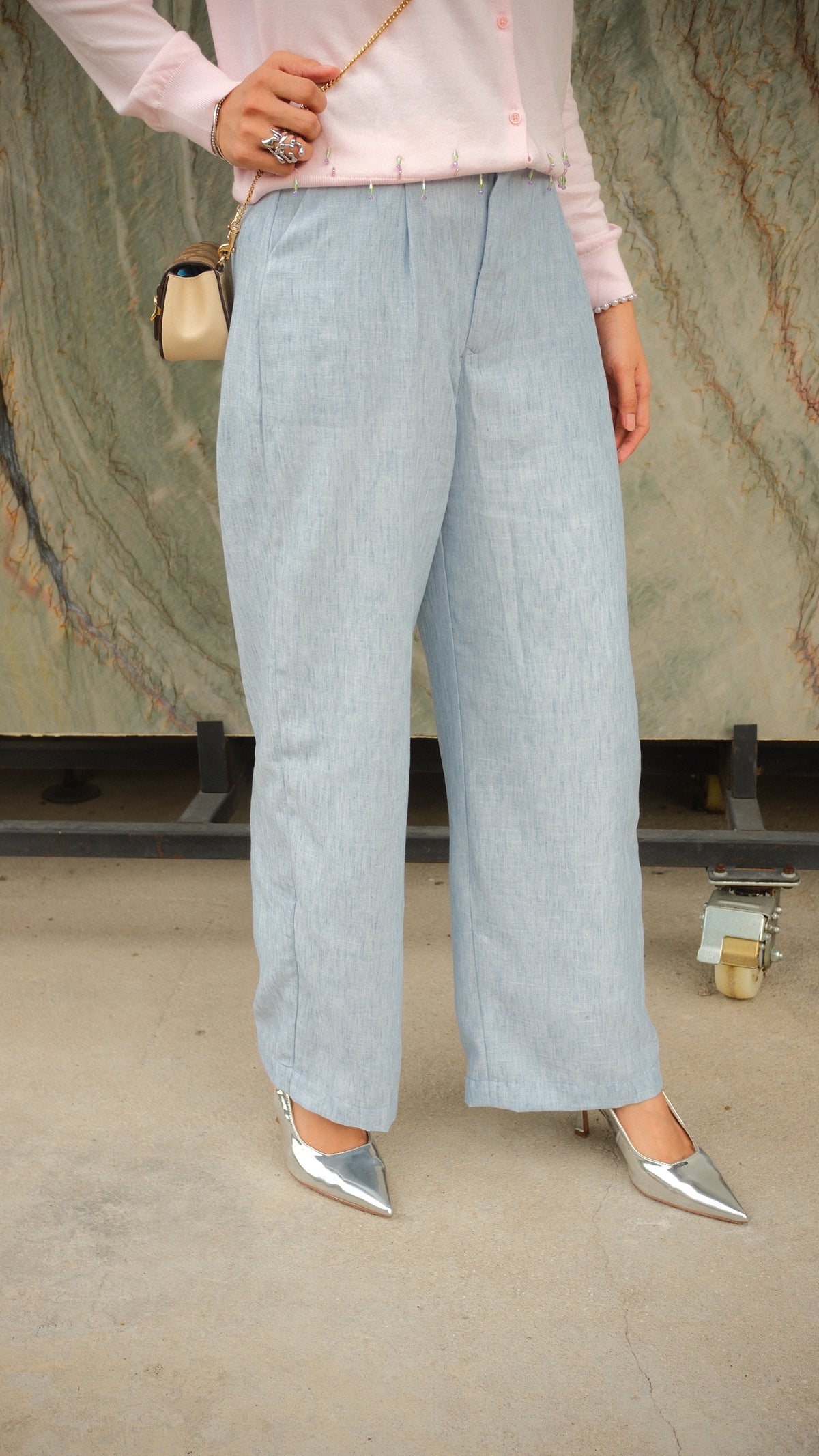 Lily Linen Pants in Blue
