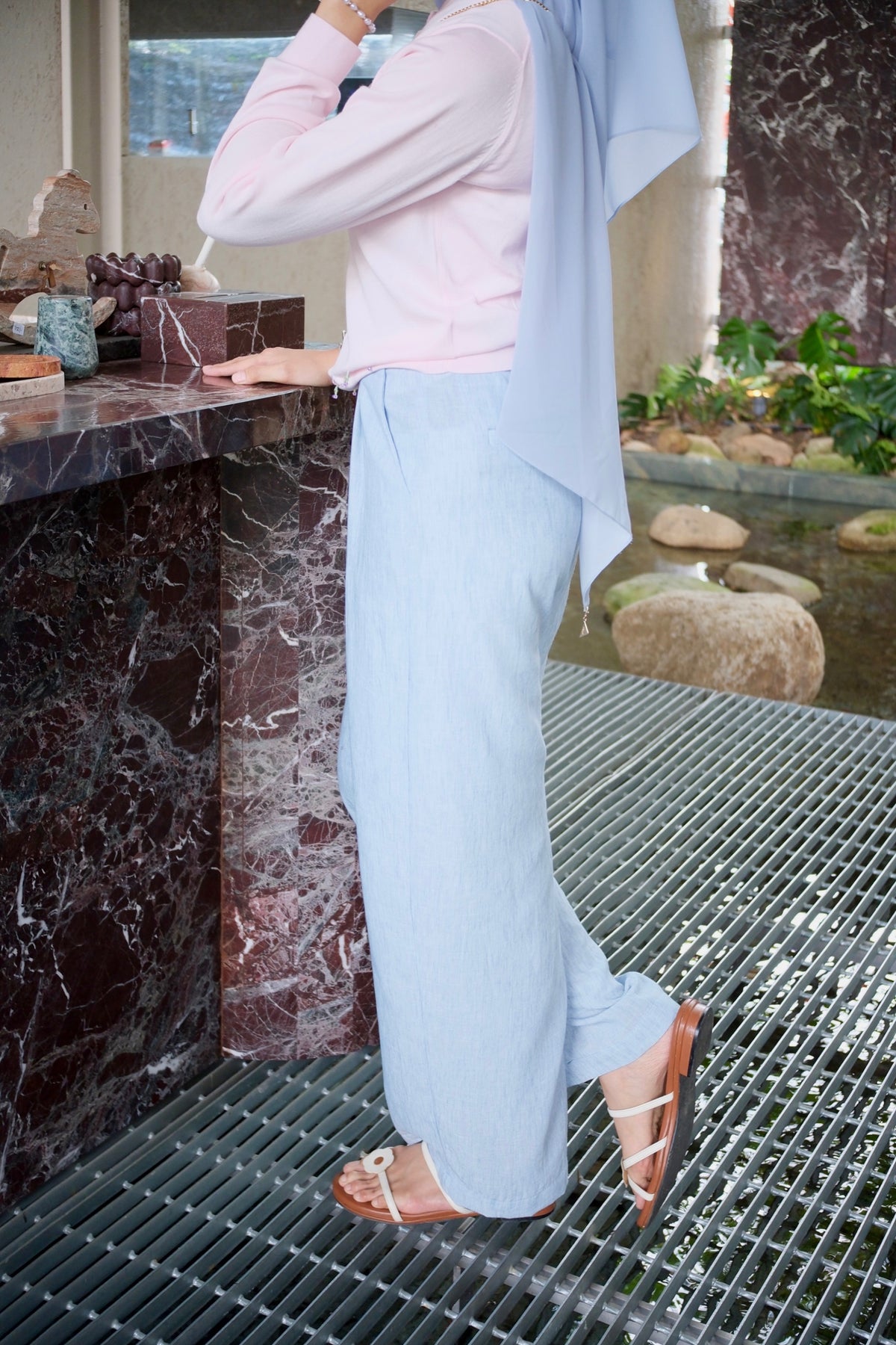 Lily Linen Pants in Blue